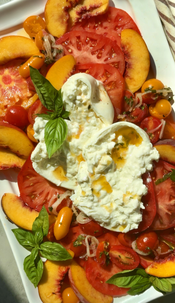 Burrata with Heirloom Tomatoes & Peaches