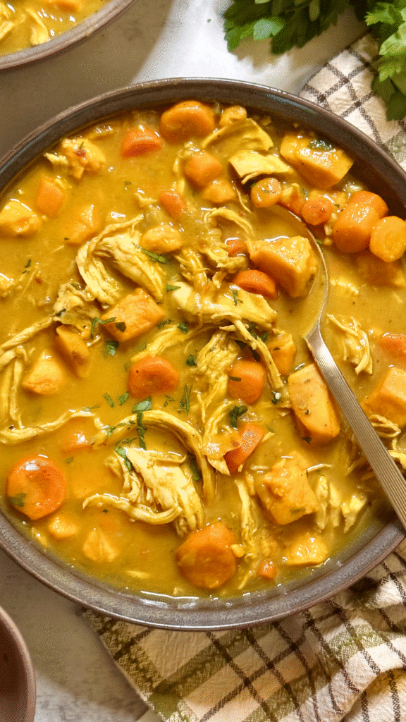 sweet potato & chicken coconut curry soup