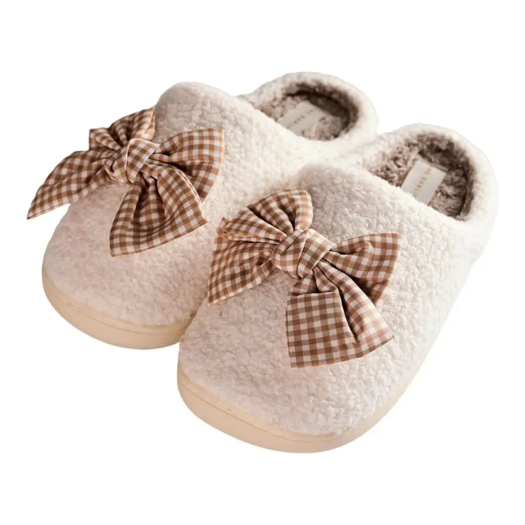 Fuzzy Bow Slippers
