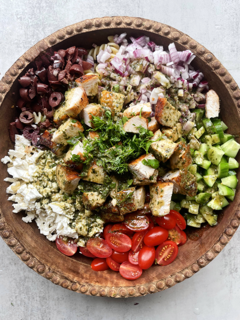 greek chicken pasta salad