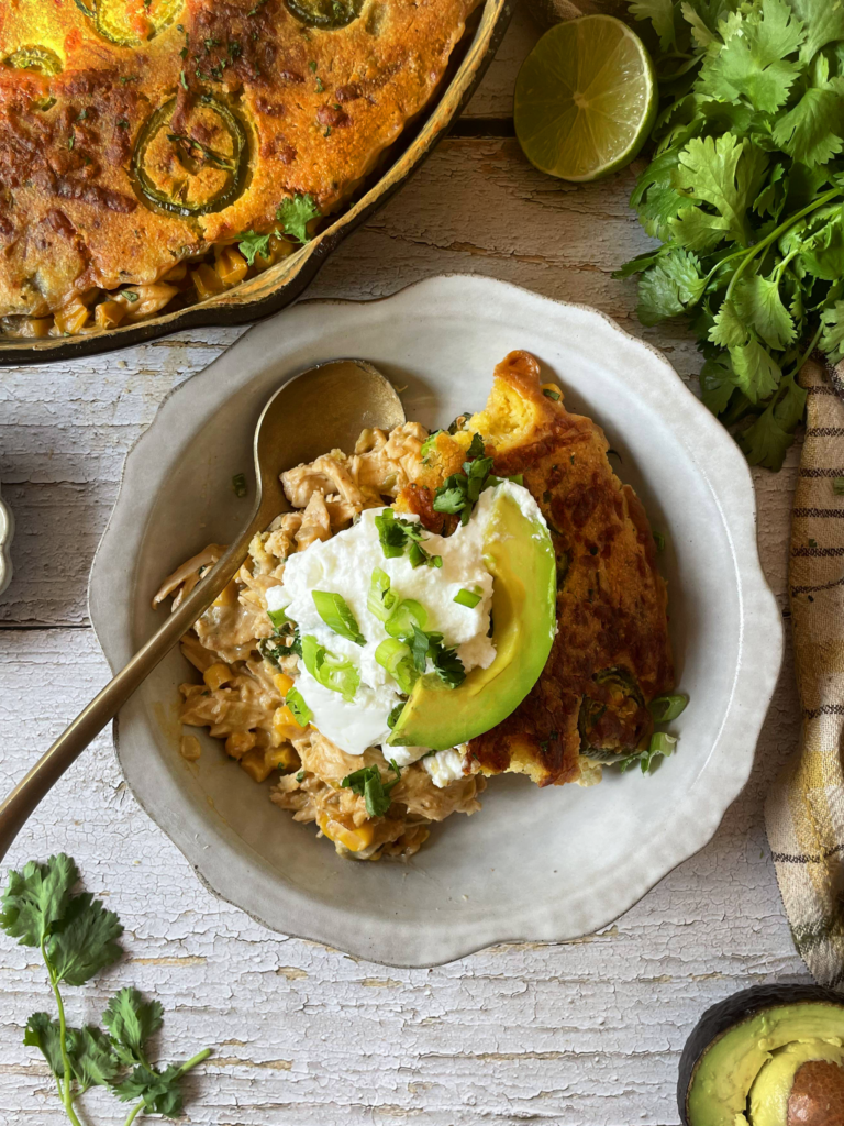 Green Chile Chicken Cornbread Skillet