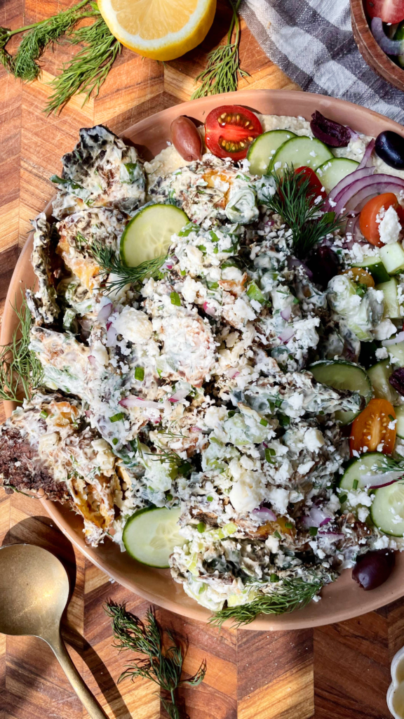 crispy smashed greek potatoes