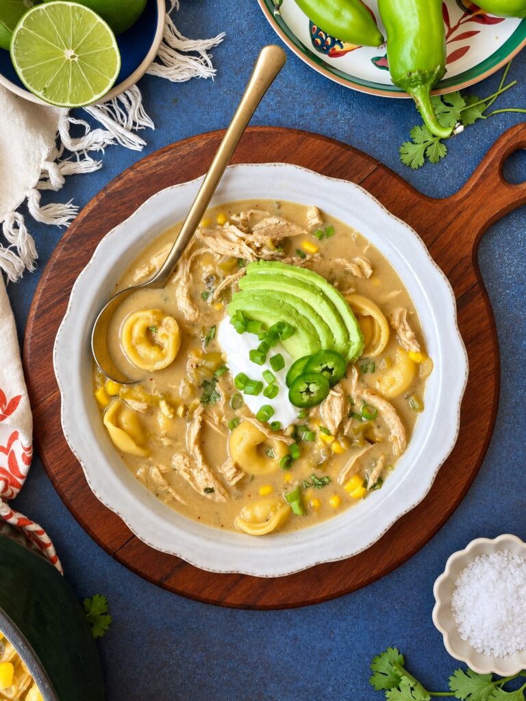 Green Chile Chicken Tortellini Soup
