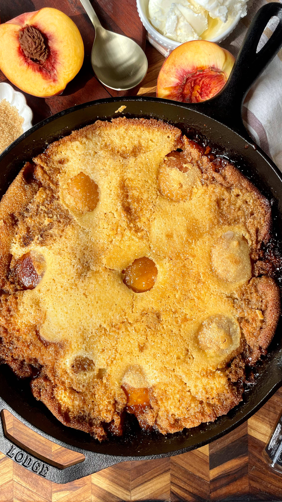 peach cornbread cobbler