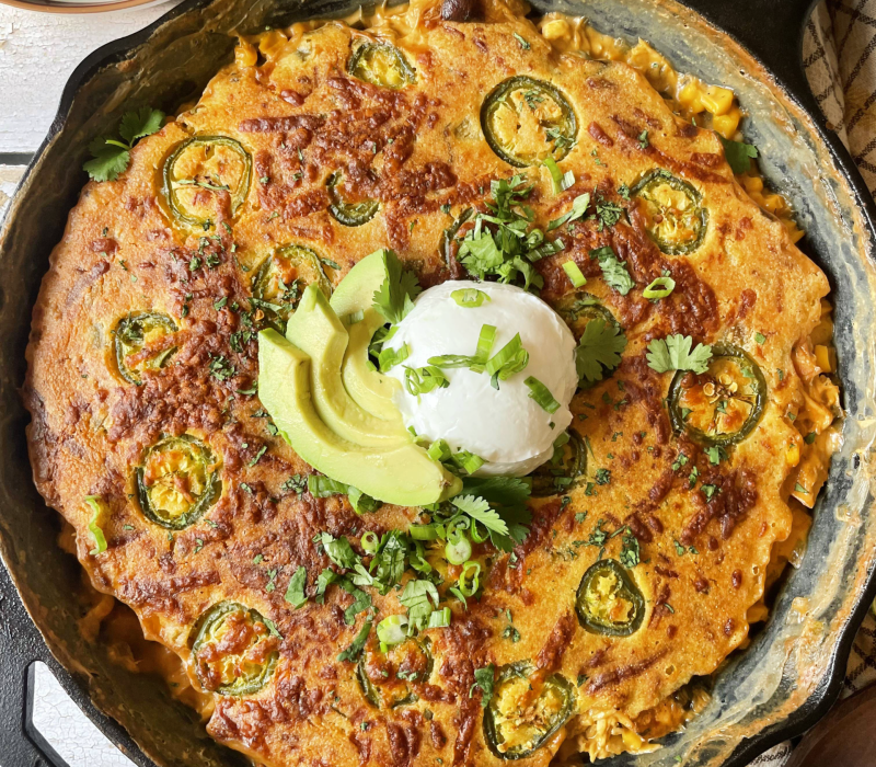 Green Chile Chicken Cornbread SKillet