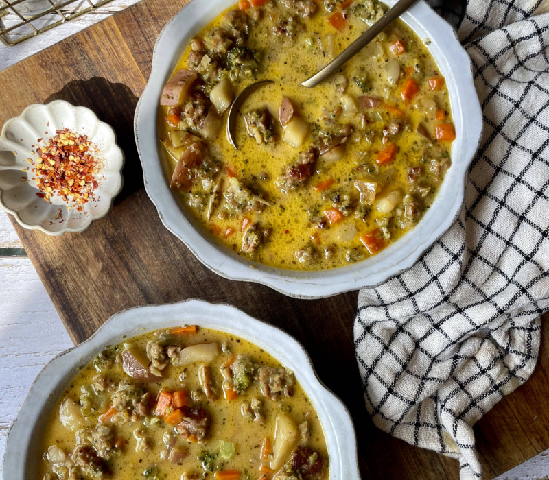 Sausage & Potato Broccoli Cheddar soup